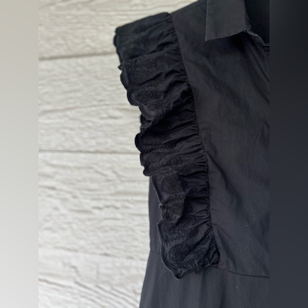 a loves a Black Embroidered Flutter Sleeve Tiered Mini Dress - Picture 3 of 5